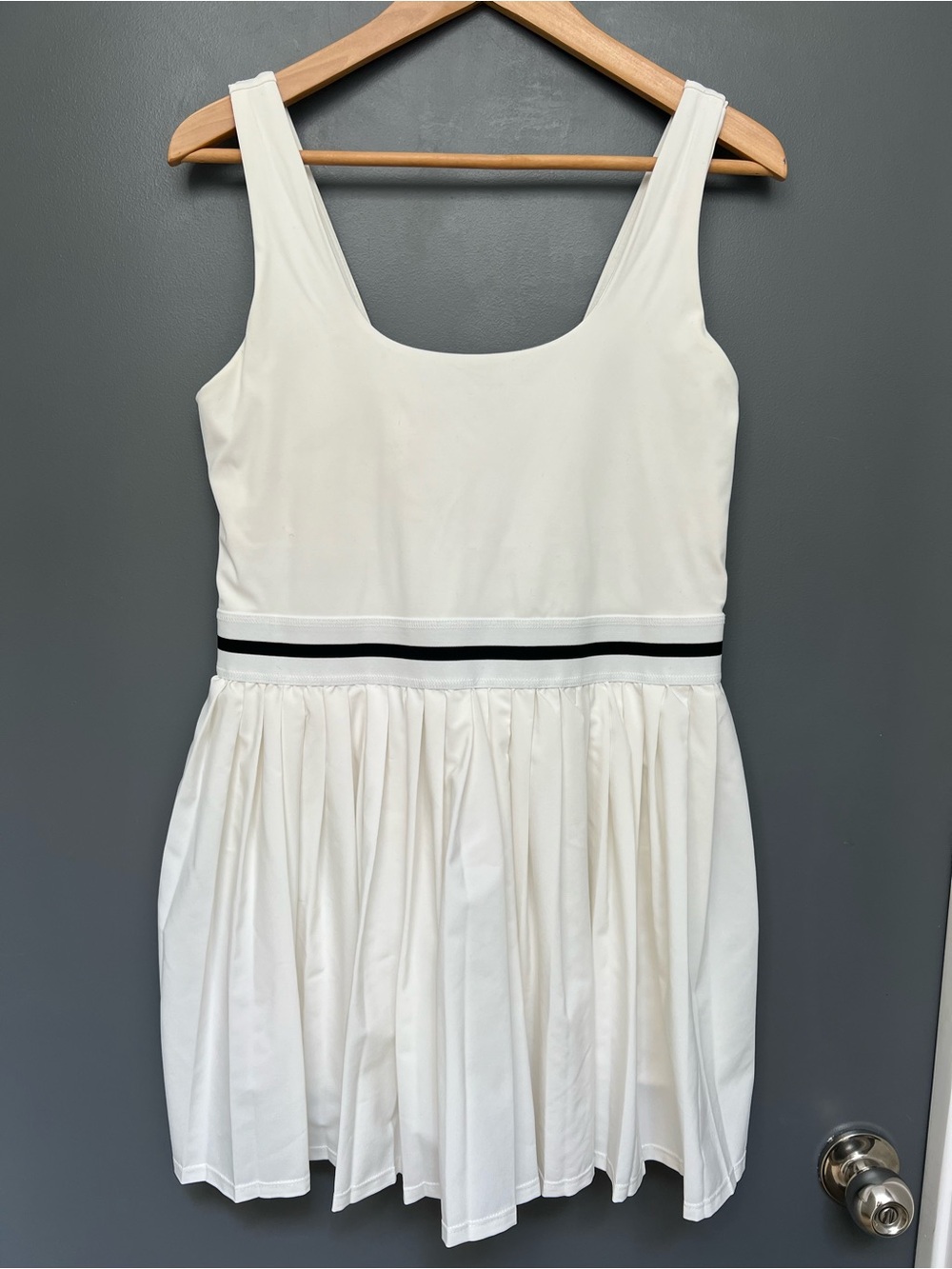 Target White Sleeveless Mini Dress with Black Waist Stripe